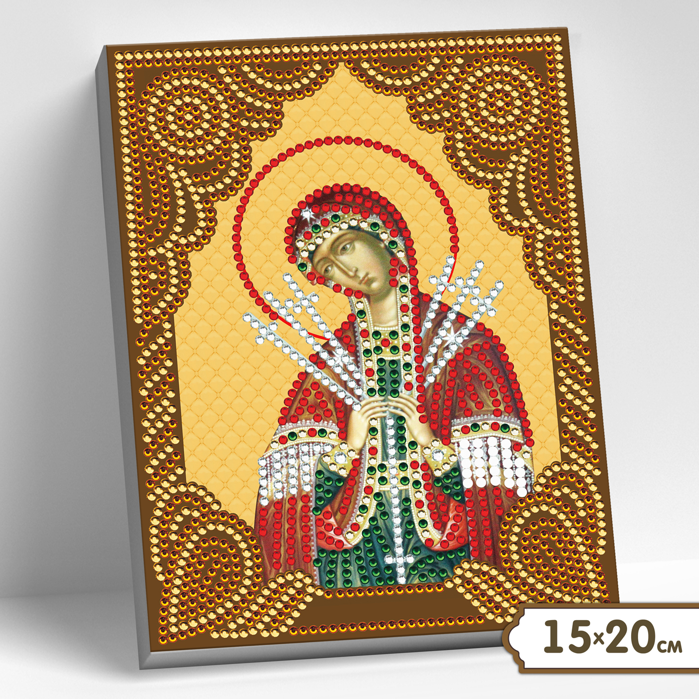 картинка Алмазная мозаика 5D 15х20 с нанесенной рамкой Семистрельная божия матерь от магазина Одежда-