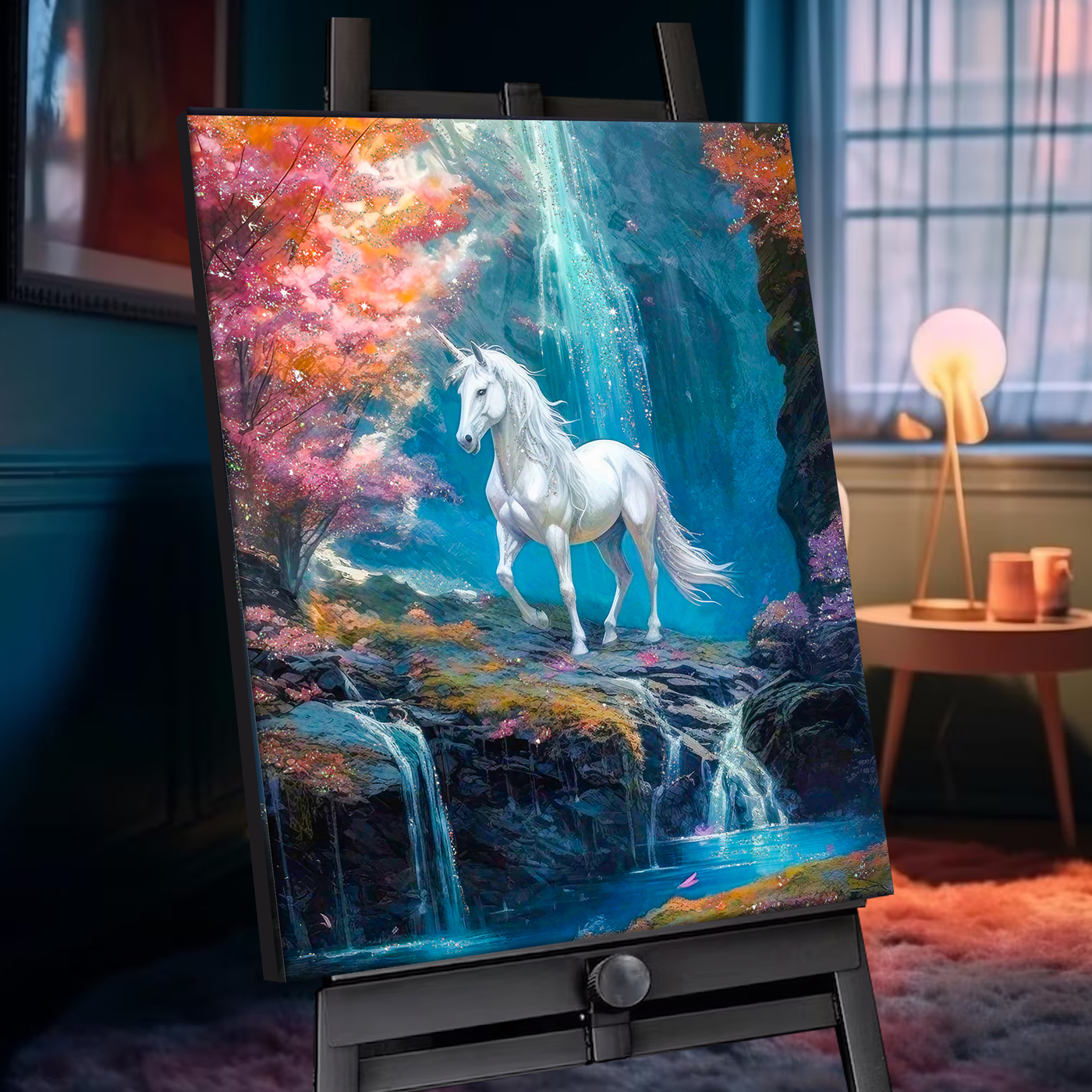 картинка Картина по номерам с кристаллами из хрусталя 40х50 Сказочный единорог от магазина Игрушки-