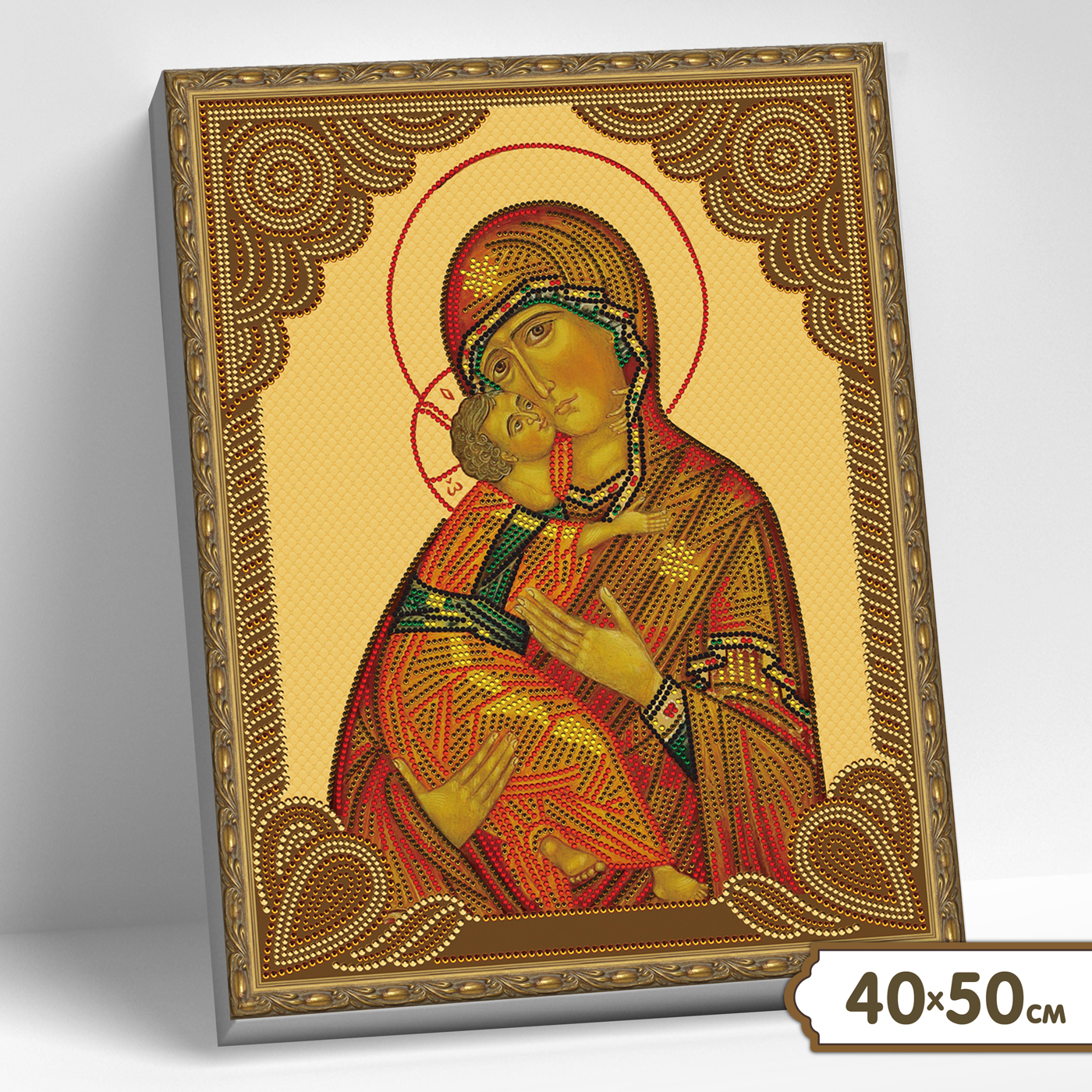 картинка Алмазная мозаика 5D 40х50 с нанесенной рамкой Владимирская Божия матерь от магазина Одежда-