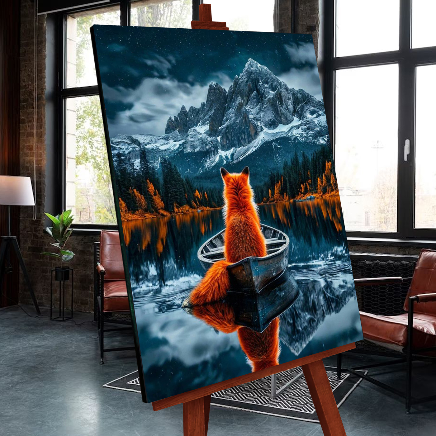 картинка Картина по номерам со светящейся краской 40х50 Лиса в лодке от магазина Игрушки-