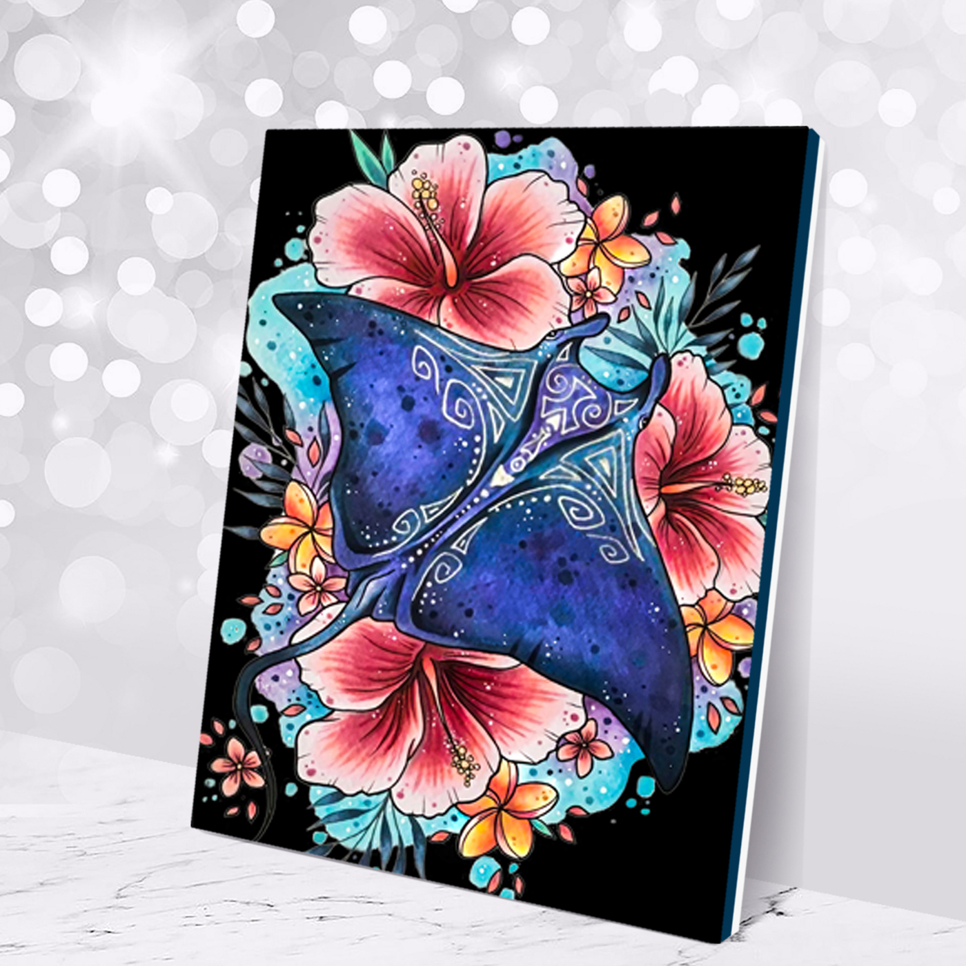 картинка Картина по номерам чёрный холст со светящейся краской 40х50 Гавайский скат от магазина Игрушки-