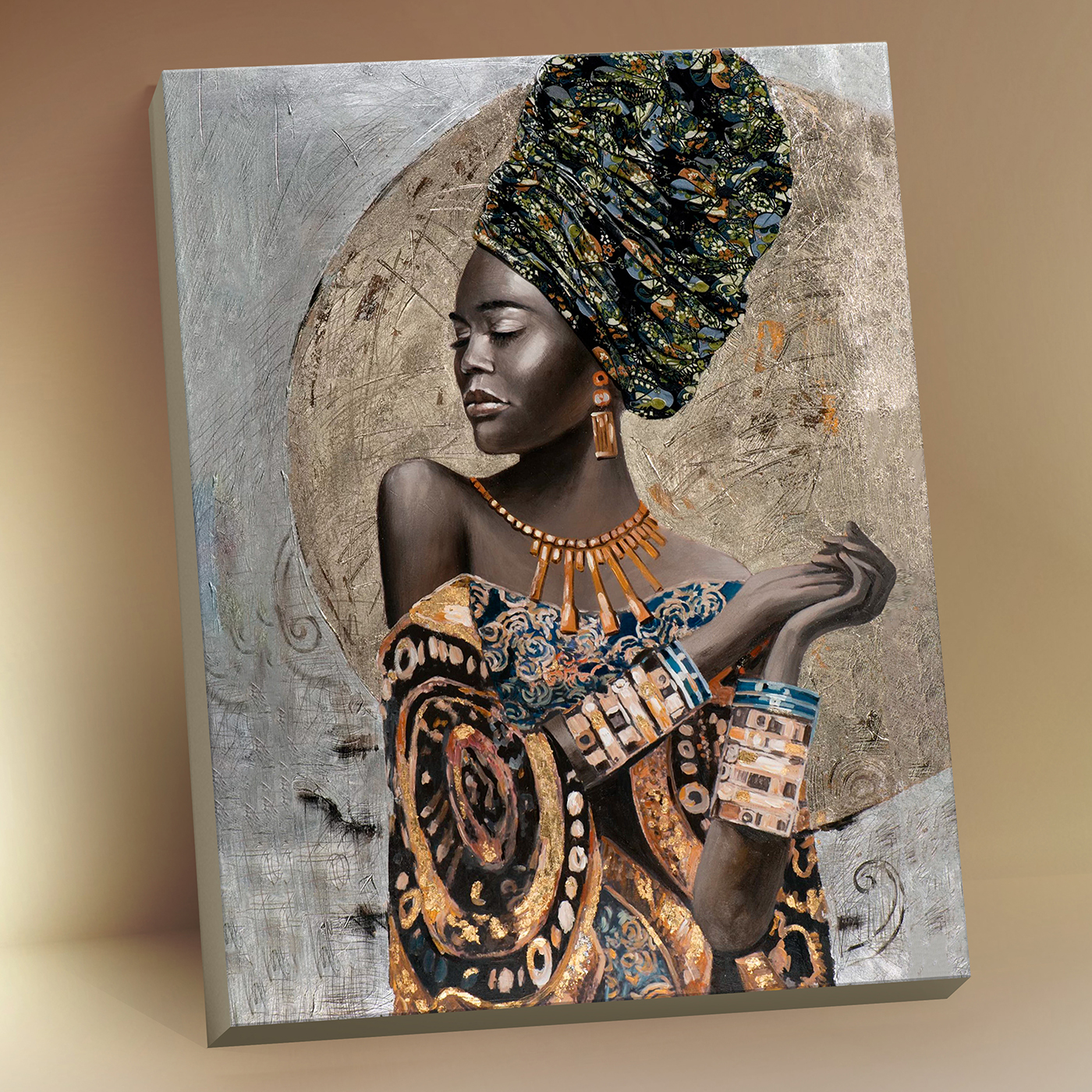 картинка Картина по номерам с поталью 40х50 Африканская девушка от магазина Игрушки-