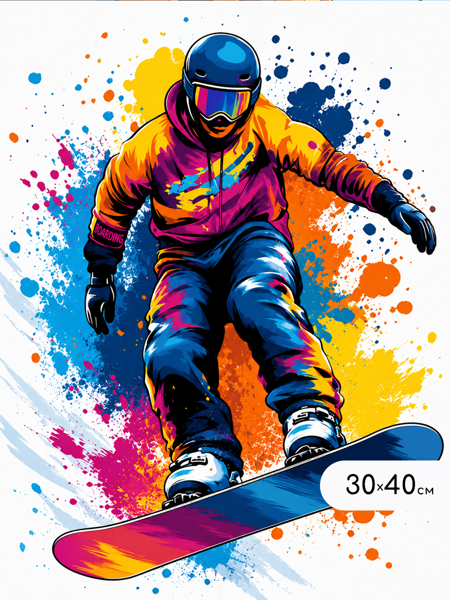 картинка Картина по номерам 30х40 Неоновый сноуборд от магазина Игрушки-