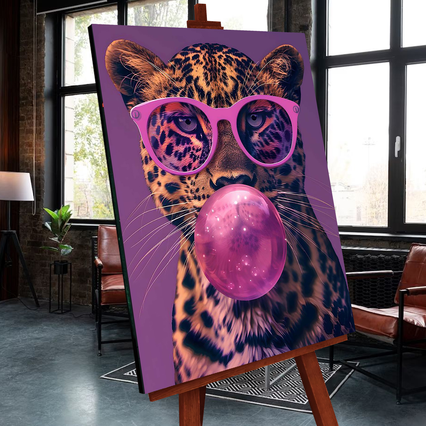 картинка Картина по номерам со светящейся краской 40х50 Гламурный леопард от магазина Игрушки-